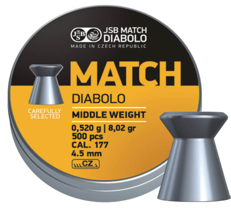 JSB Match Gul hagl , 500 stk, 4,5 mm(.177) JSB Match Diabolo