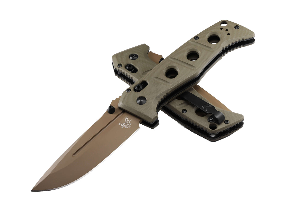 Benchmade 275FE-04 Adamas foldekniv med Flat Earth Cerakote-blad og OD Green G10-skæfte