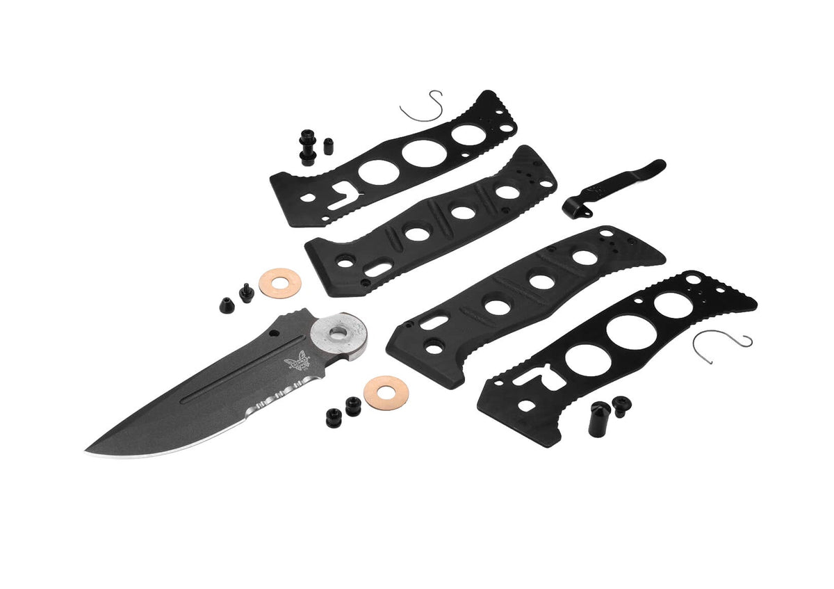 Benchmade 275SGY-03 Adamas foldekniv med delvist savtakket Tungsten Gray Cerakote-blad og sort G10-skæfte