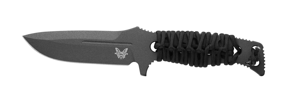 Benchmade 375BK-02 Fixed Adamas kniv med fast blad i Cobalt Black Cerakote, paracord-viklet skæfte og skede