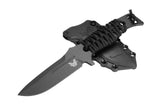 Benchmade 375BK-02 Fixed Adamas kniv med fast blad i Cobalt Black Cerakote, paracord-viklet skæfte og skede