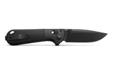 Benchmade 430BK-02 Redoubt foldekniv med sort Cerakote CPM-D2 drop-point blad og skæfte i sort Grivory