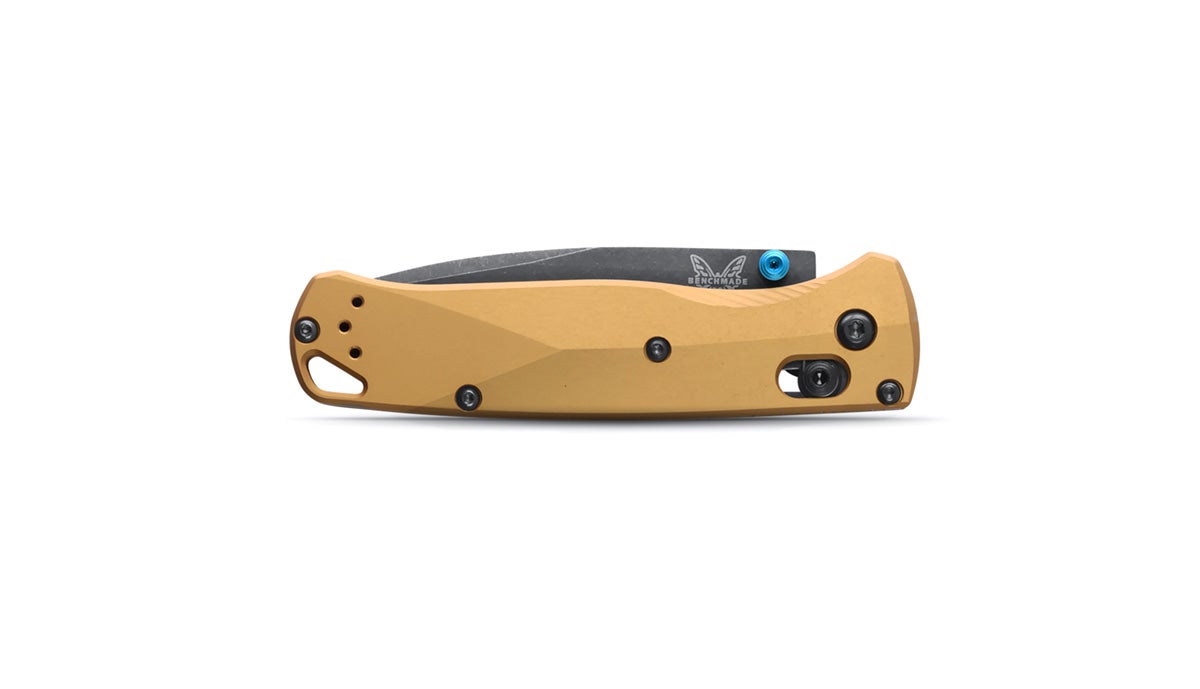 Benchmade 535BK-07 Bugout foldekniv med sort CPM-M390 drop-point blad og skæfte i Burnt Brass aluminium
