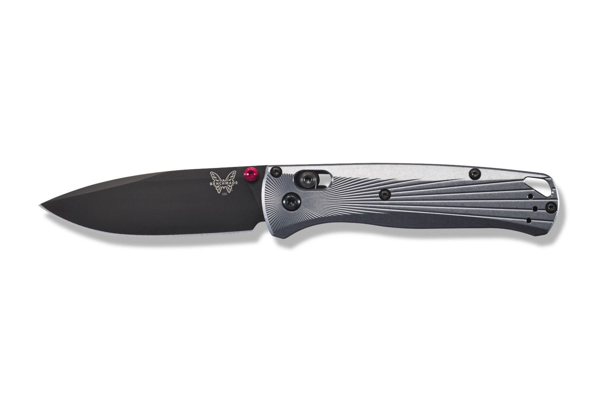 Benchmade 535BK-4 Bugout foldekniv med M390 drop-point blad og skæfte i gråt aluminium
