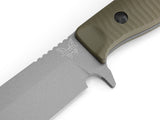 Benchmade 539GY Anonimus kniv med fast blad, grå Cerakote CPM-CruWear drop-point blad, OD Green G10-skæfte og Boltaron-skede