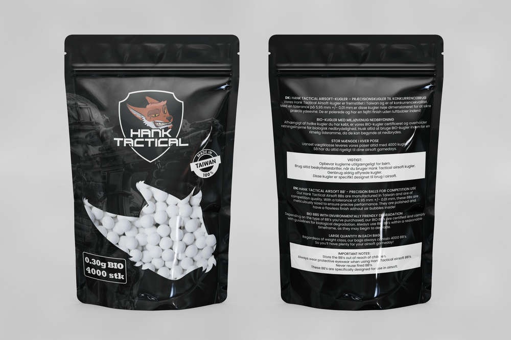 Hank Tactical BIO Airsoft kugler 0.30g, 4000 stk, hvidpose