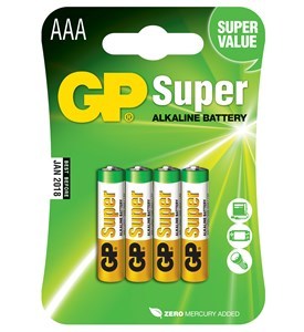 GP Super Alkaline AAA batterier, 4 stk
