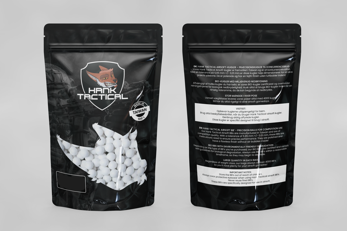 Hank Tactical BB's, BIO, 0,40g, 1000 stk, Hvid
