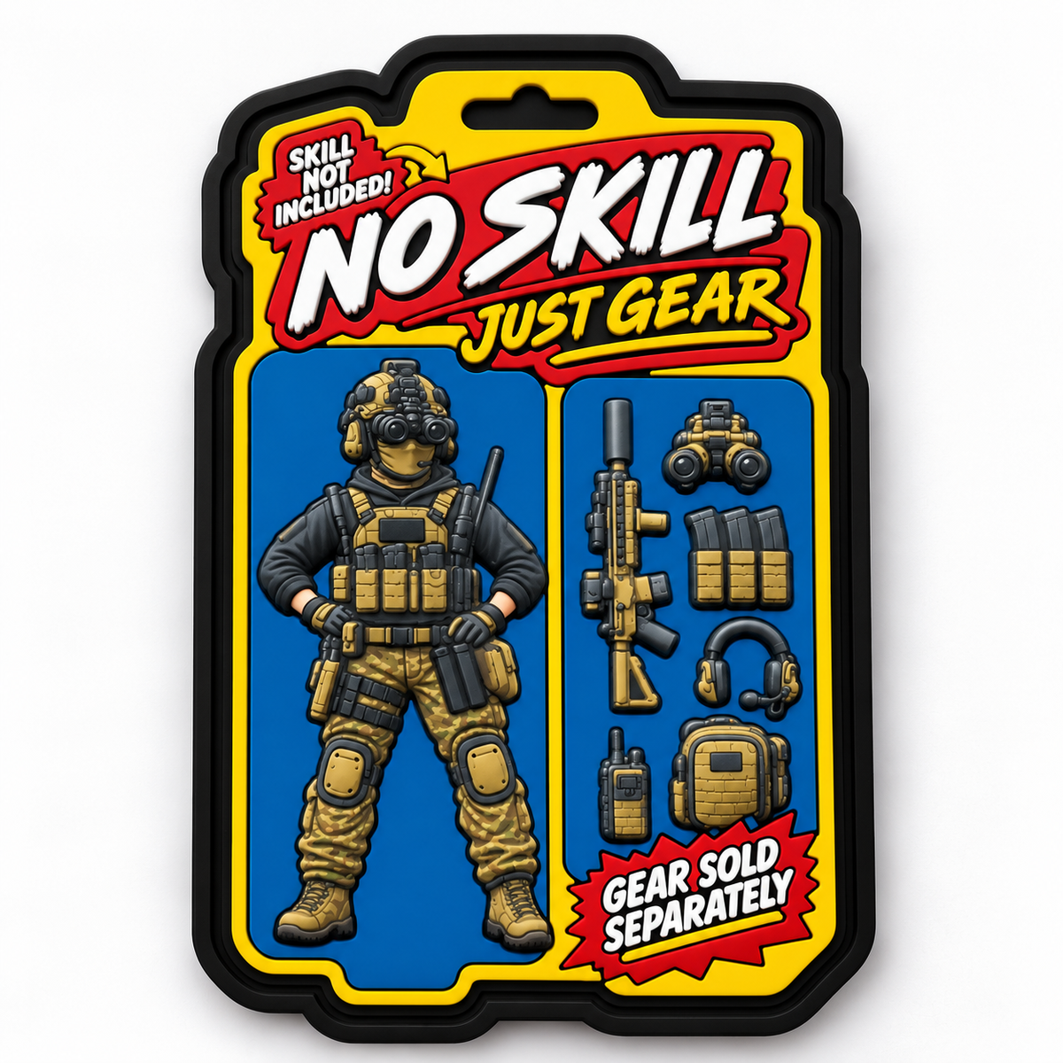 No Skill Just Gear PVC patch fra Hank Tactical på hvid baggrund