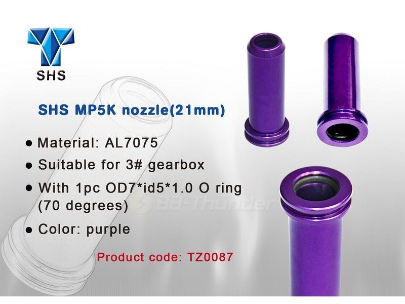 Nozzle, air, MP5K, 21mm, i aluminium med O-ring