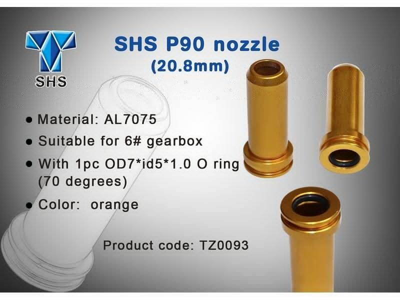 Nozzle, air, P90, 20,8mm, i aluminium med O-ring