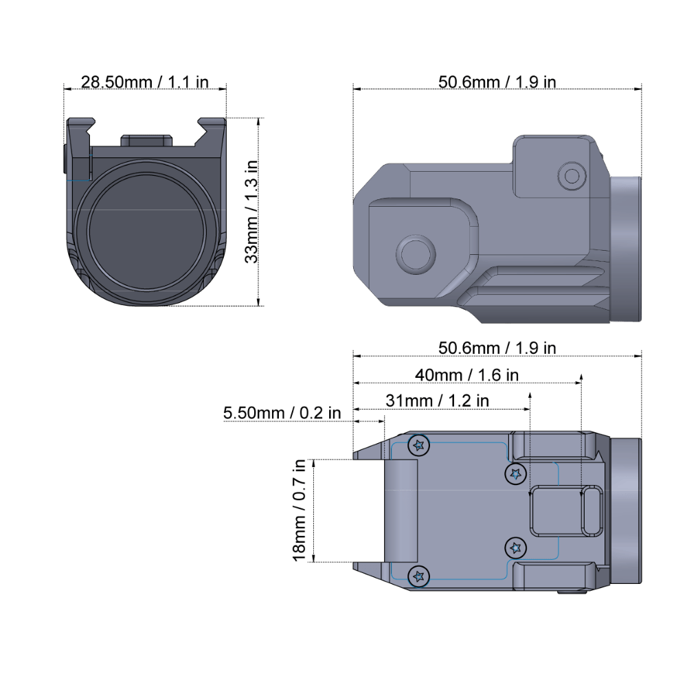 Vector Scrapper Pistol Lygte Compact, Tan
